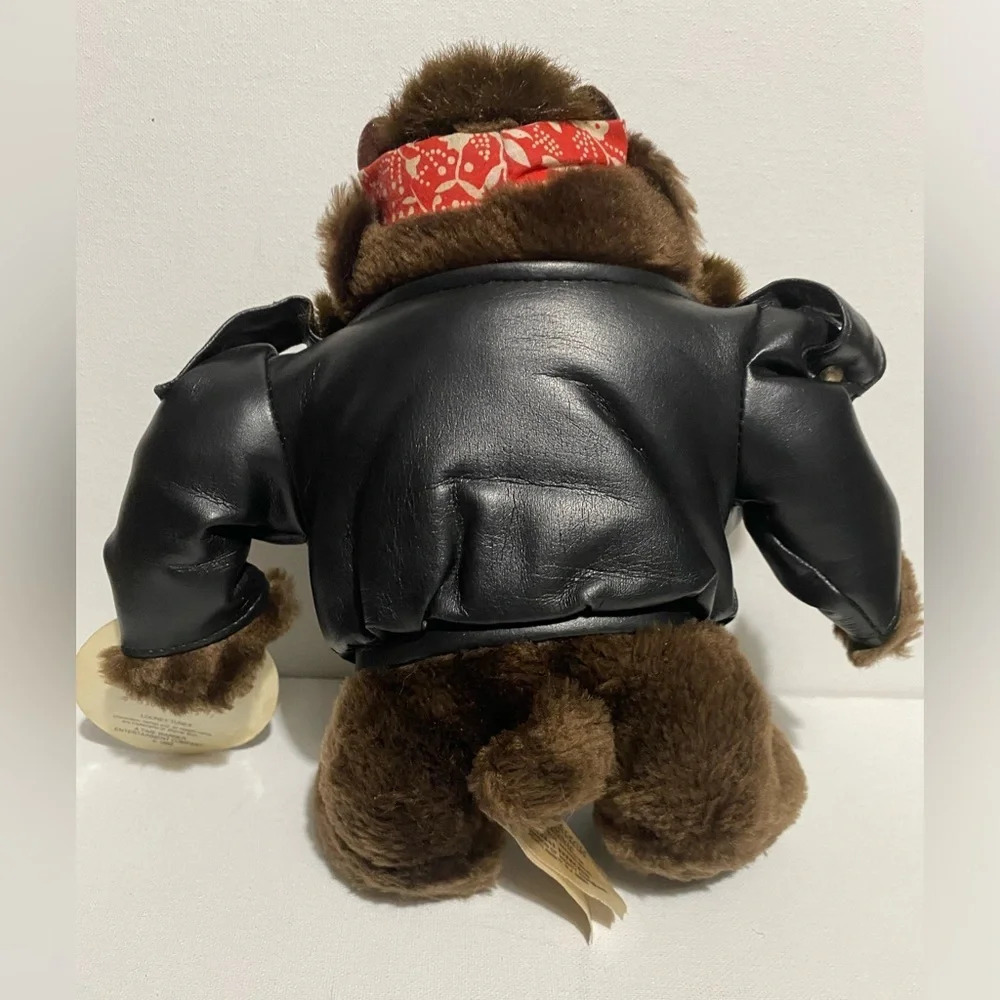 NWT Vintage 1993 8” Taz Tasmanian Devil Plush Biker Leather Jacket Warner Bros - Picture 6 of 7